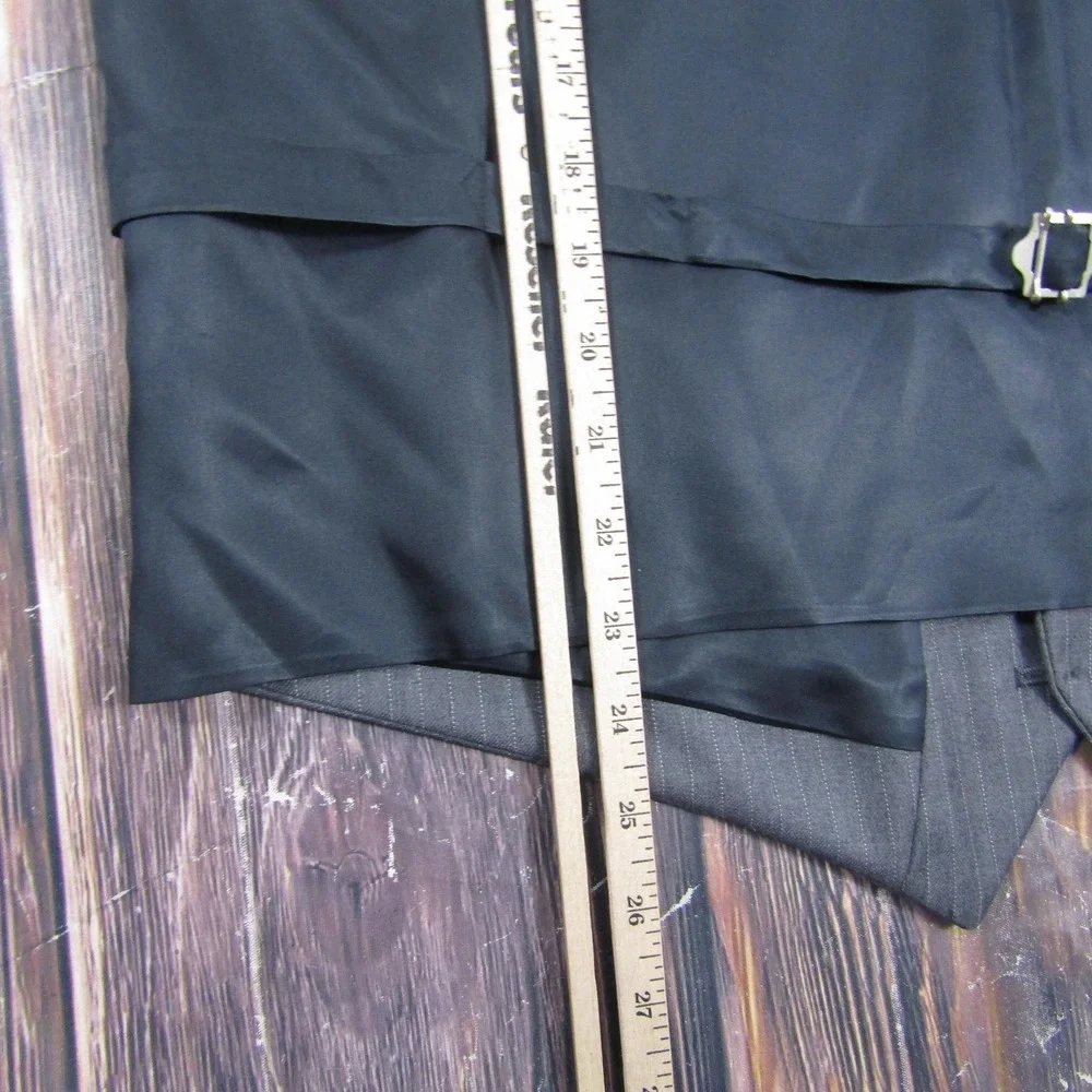Suit Vest‎ Mens 40 Gray Striped Wool 2 Piece Belted Formal Waistcoat Wedding